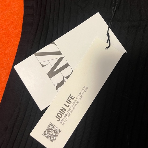 Zara striped black, green and orange ribbed sleeveless midi dress NWT - Picture 5 of 9